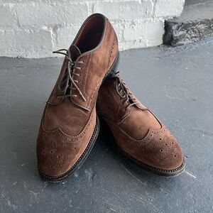RARE Alden brown suede wingtip, modified last, size 7.5D
